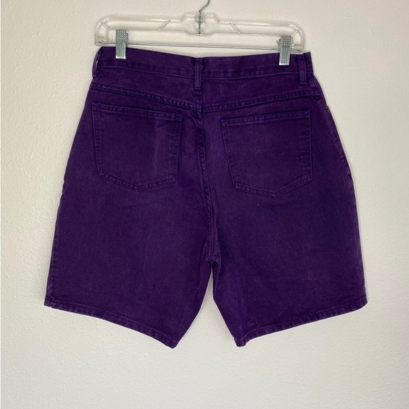 Vintage 90's Disney High Waist Mom Shorts Purple Embroidered Mickey Mouse XL - Picture 2 of 6